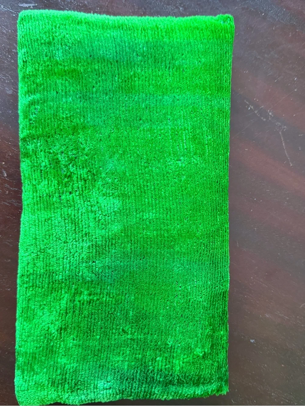 Bright Green Velvet Clutch with Rhinestone Medallion